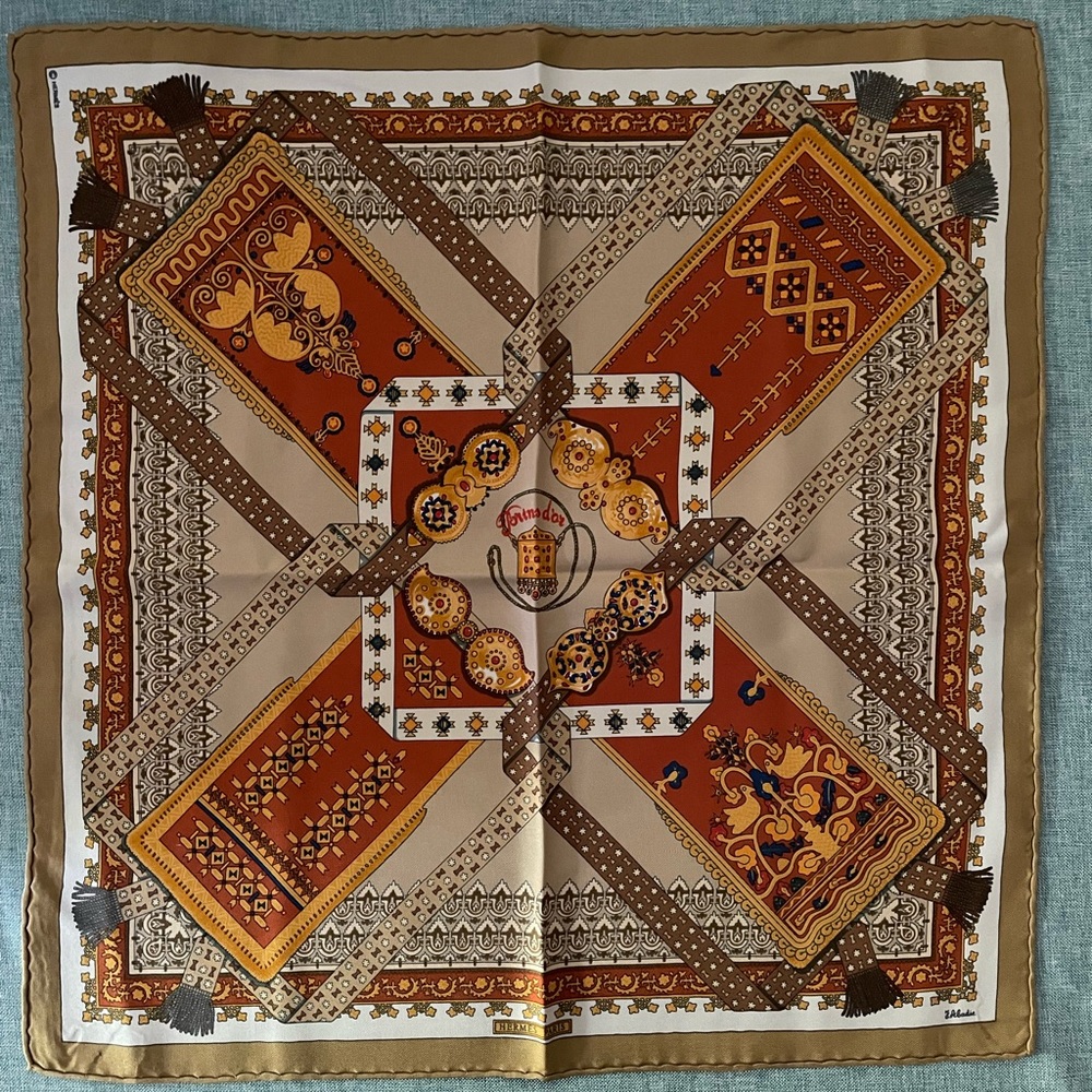 HERMES J.ABADIE BRINS D’OR SCARF 16x16